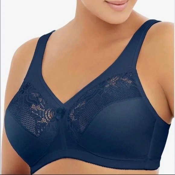 Glamorise Bundle of Two MagicLift Full Figure Support Bras Navy White size 42DD - Picture 5 of 14